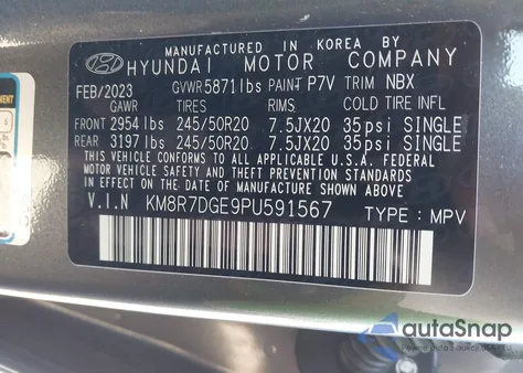 2023 Hyundai Palisade Calligraphy from USA, damaged, VIN KM8R7DGE9PU591567